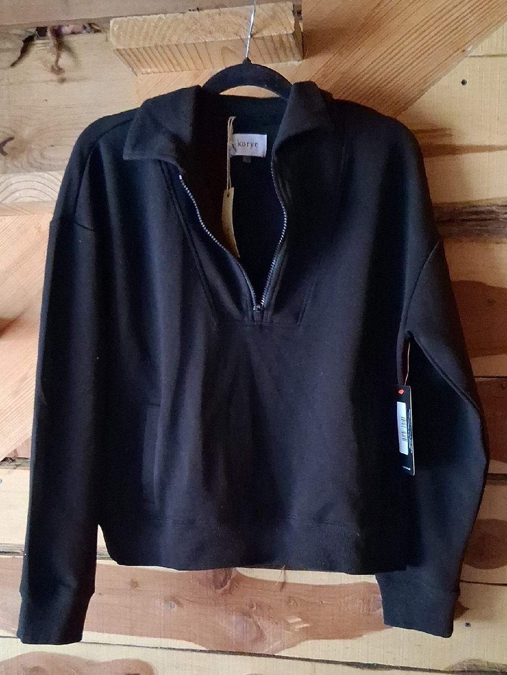 NWT Womens Korye Black Half-Zip Pullover Sweatshirt